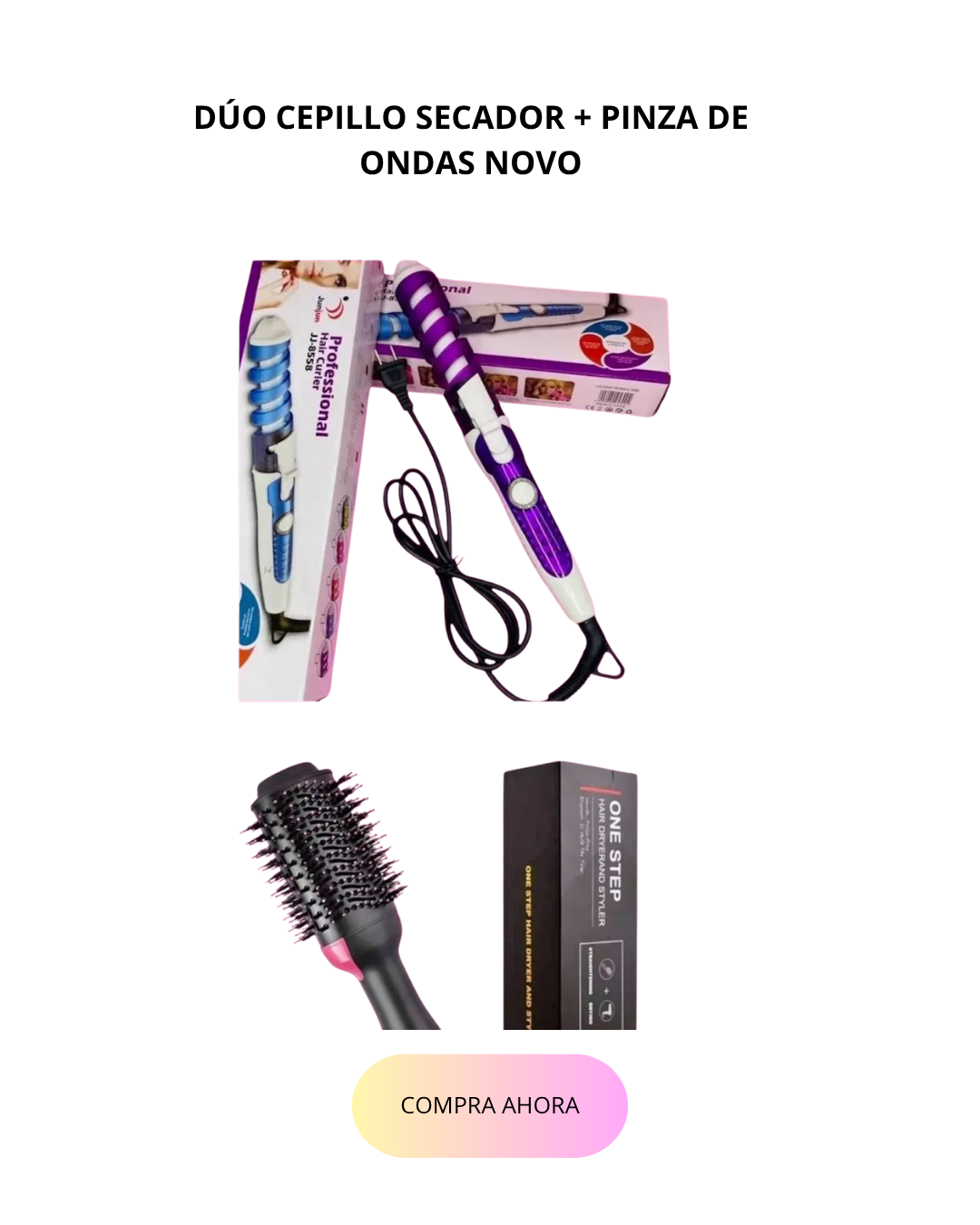 DÚO CEPILLO SECADOR + PINZA DE ONDAS NOVO