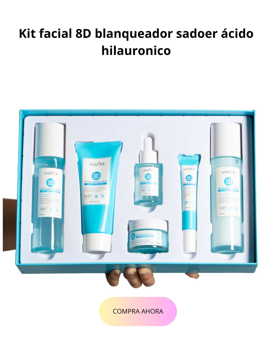 Kit facial 8D blanqueador sadoer ácido hilauronico