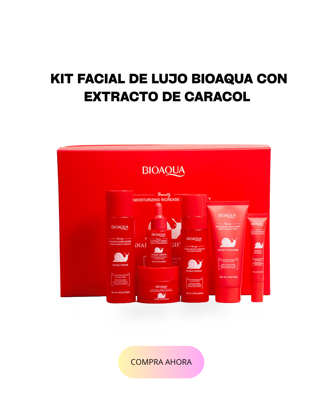 Kit facial de lujo Bioaqua con extracto de caracol