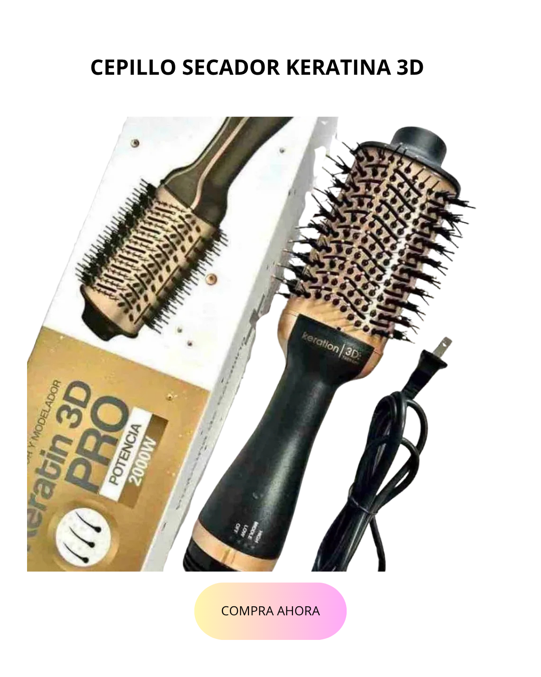 CEPILLO SECADOR KERATINA 3D